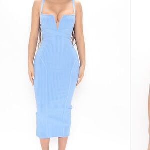 Fashion Nova Strapless Blue Dress